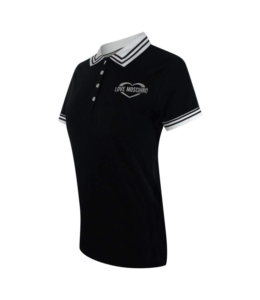 Mens Heart Cotton Logo Polo Shirt Black Love Moschino-2