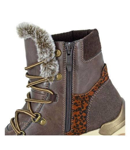 Womens/ladies Acilia Leopard Print Ankle Boots Brown Cipriata