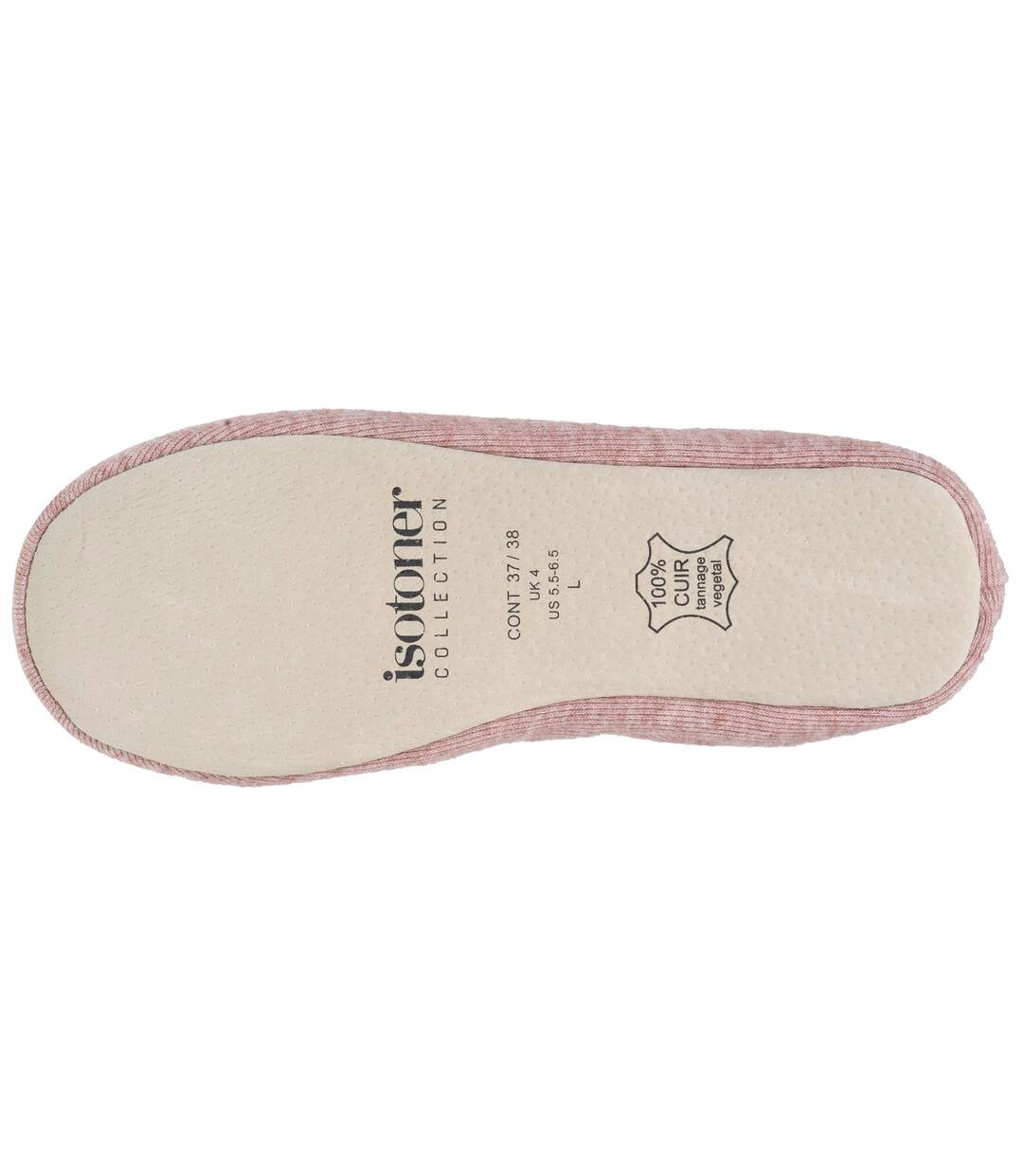 Isotoner Chaussons Ballerines femme ultra confortables, semelle en cuir, détail grand nœud-5