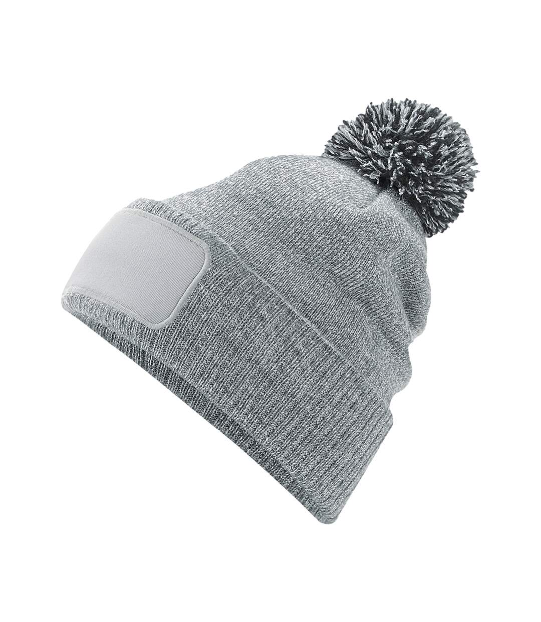 Unisex adult snowstar beanie heather grey/black Beechfield-2