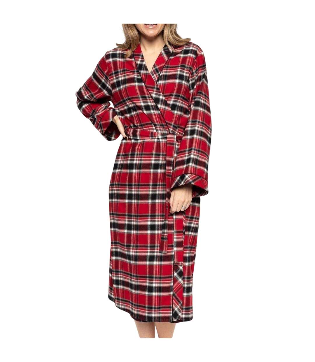 Robe De Chambre Motif/style À Carreaux Femme Rouge Noir Cyberjammies-3