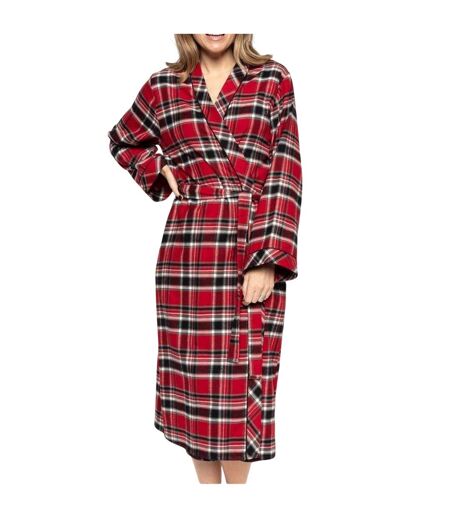 Robe De Chambre Motif/style À Carreaux Femme Rouge Noir Cyberjammies
