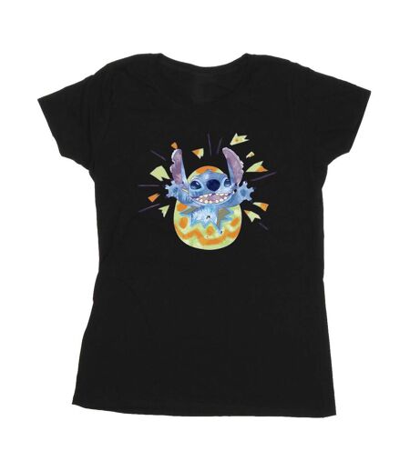 Disney T-shirt en coton Femme/Ladies Lilo & Stitch Cracking Egg (Noir) - UTBI25924