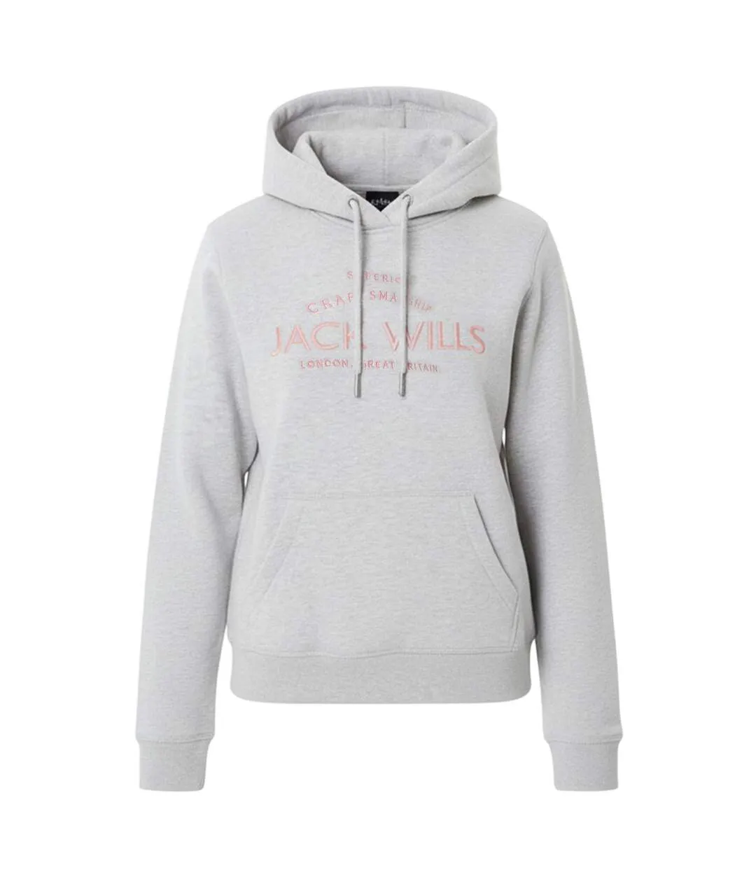 Womens/ladies Graphic Logo Hoodie Grey Marl Jack Wills-2