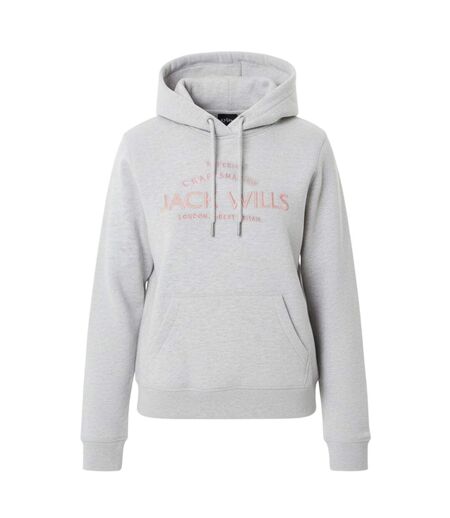 Womens/ladies Graphic Logo Hoodie Grey Marl Jack Wills