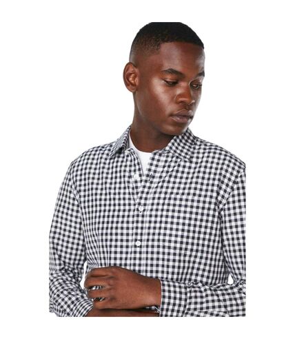 Mens classic gingham check long-sleeved shirt black Burton