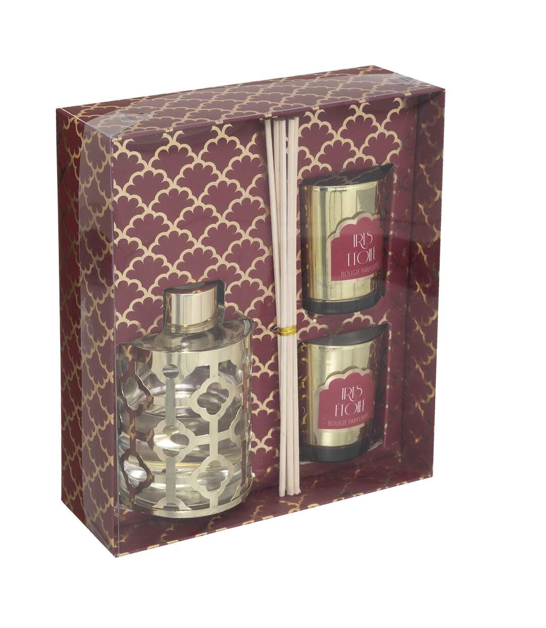 Coffrets 2 bougies et diffuseur 100 ml - Doré et rouge-1