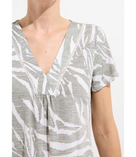 T-shirt col V imprimé manches courtes.