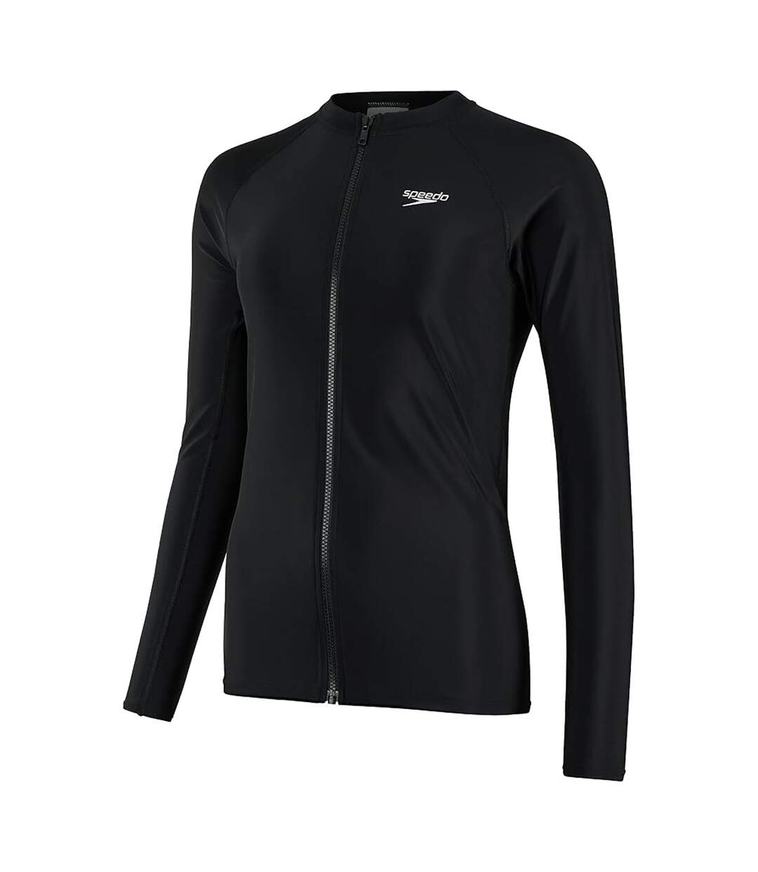 Womens/ladies Zipped Long-sleeved Rash Guard Black Speedo-2