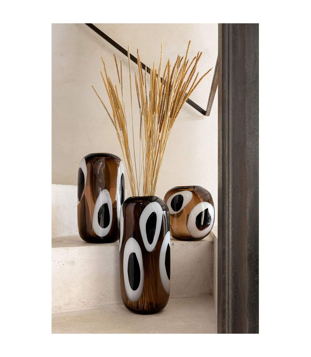 Vase Design en Verre Izzy 37cm Marron-3