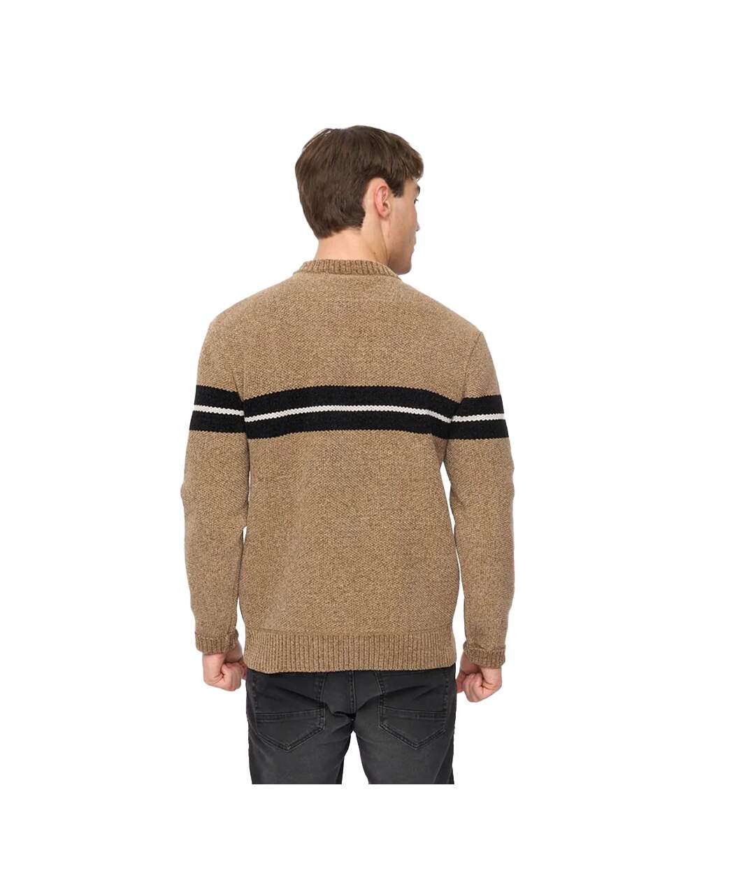 Pull Roundall Homme Taupe Crosshatch-3