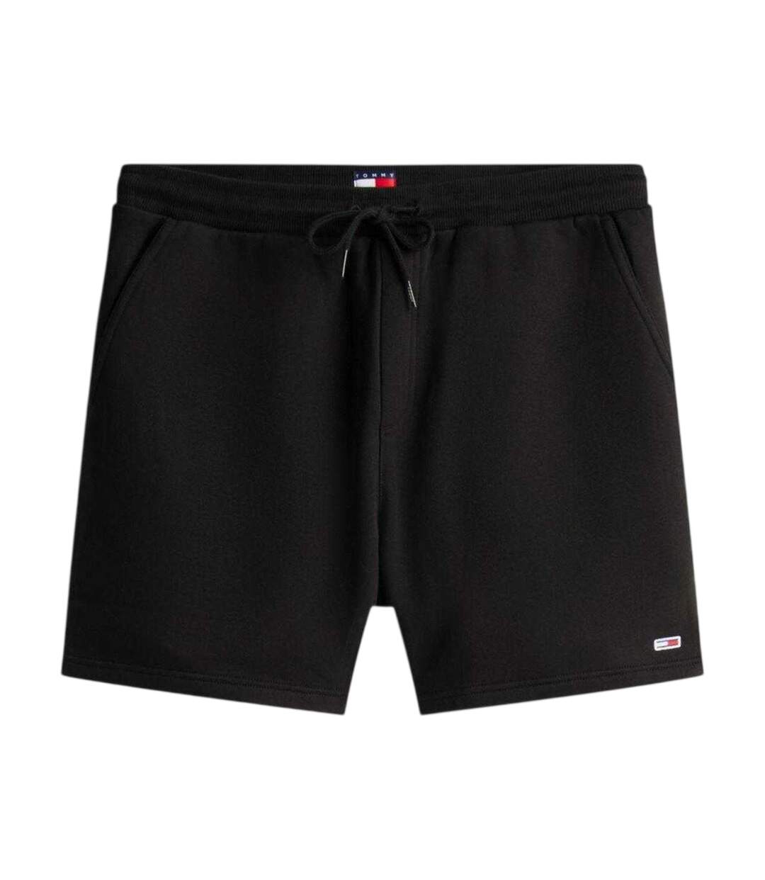 Mens Fleece Flag Logo Sweat Shorts Black Tommy Jeans-2