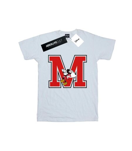 Disney Femme/Les femmes Mickey Mouse Running Cotton Boyfriend T-Shirt (Blanc) - UTBI38091