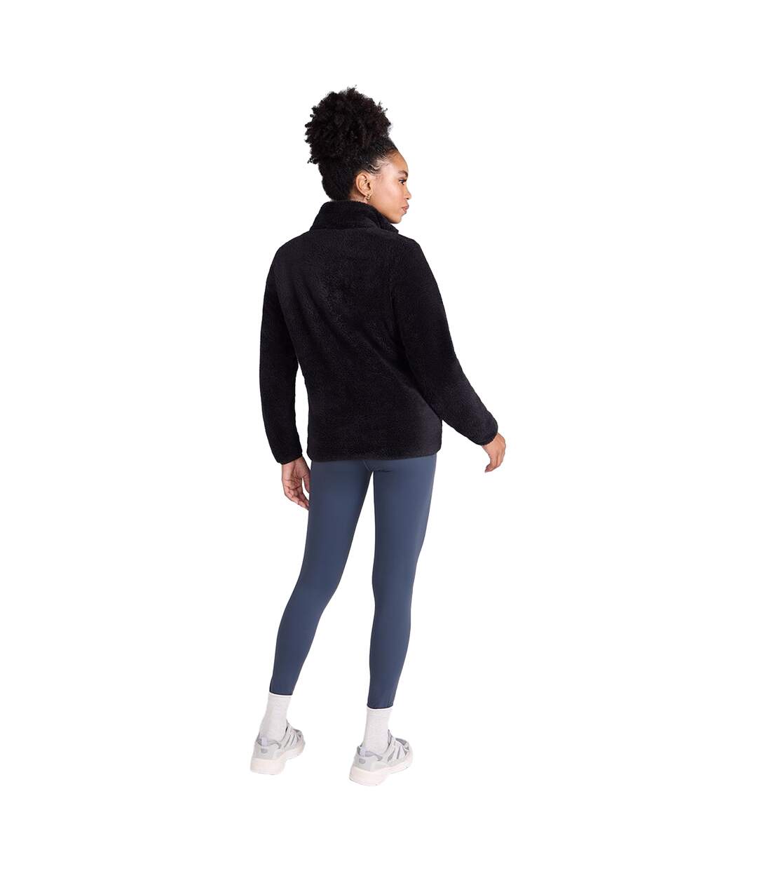 Womens/ladies Teddy Fleece Half Zip Jacket Black Animal-4