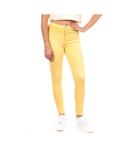 Jean skinny jaune femme only ruby detail ankle