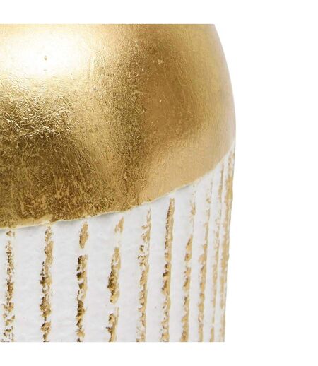 Vase Design en Métal Mirsa 43cm Blanc & Doré