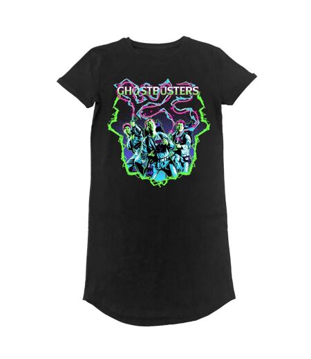 Ghostbusters Womens/Ladies Arcade Neon T-Shirt Dress (Black)