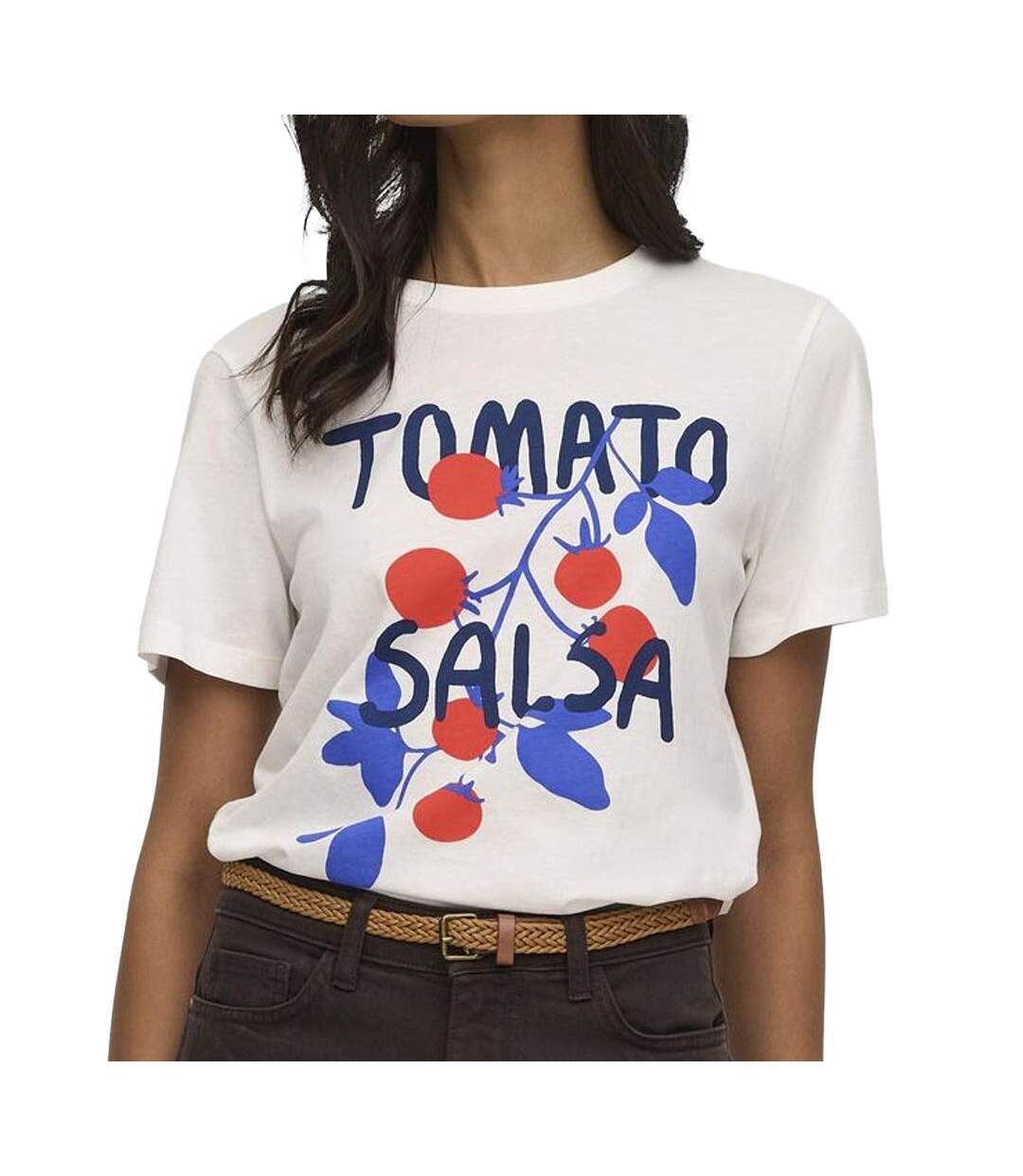 T-Shirt blanc/rouge/bleu femme jdy lima-1