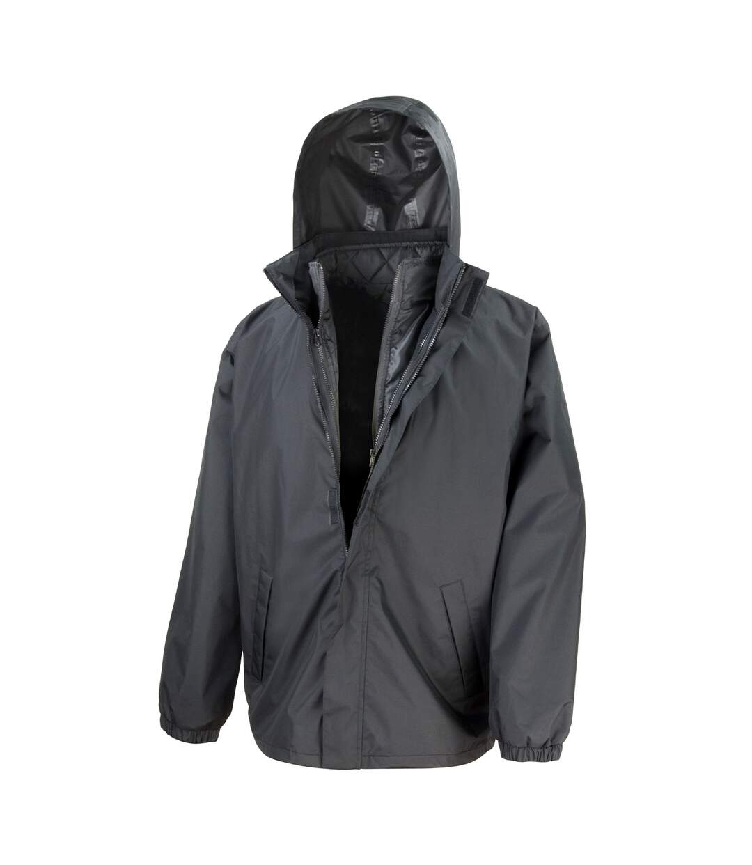 Mens 3 in 1 waterproof jacket black Result Core