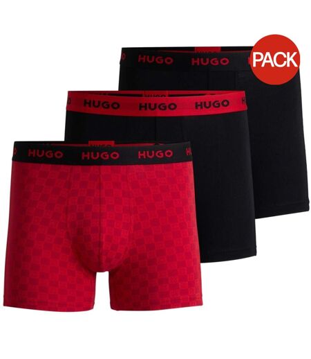 Pack Of 3  Mens Boxer Briefs  Black Red Hugo