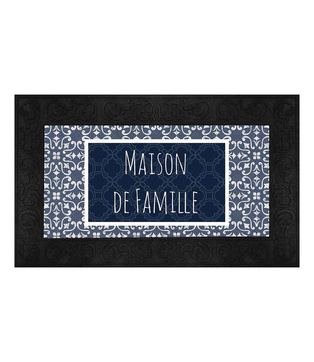 Tapis Relief Imprimé Eltea 45x75cm Noir & Bleu-1