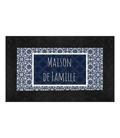 Tapis Relief Imprimé Eltea 45x75cm Noir & Bleu