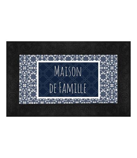 Tapis Relief Imprimé Eltea 45x75cm Noir & Bleu