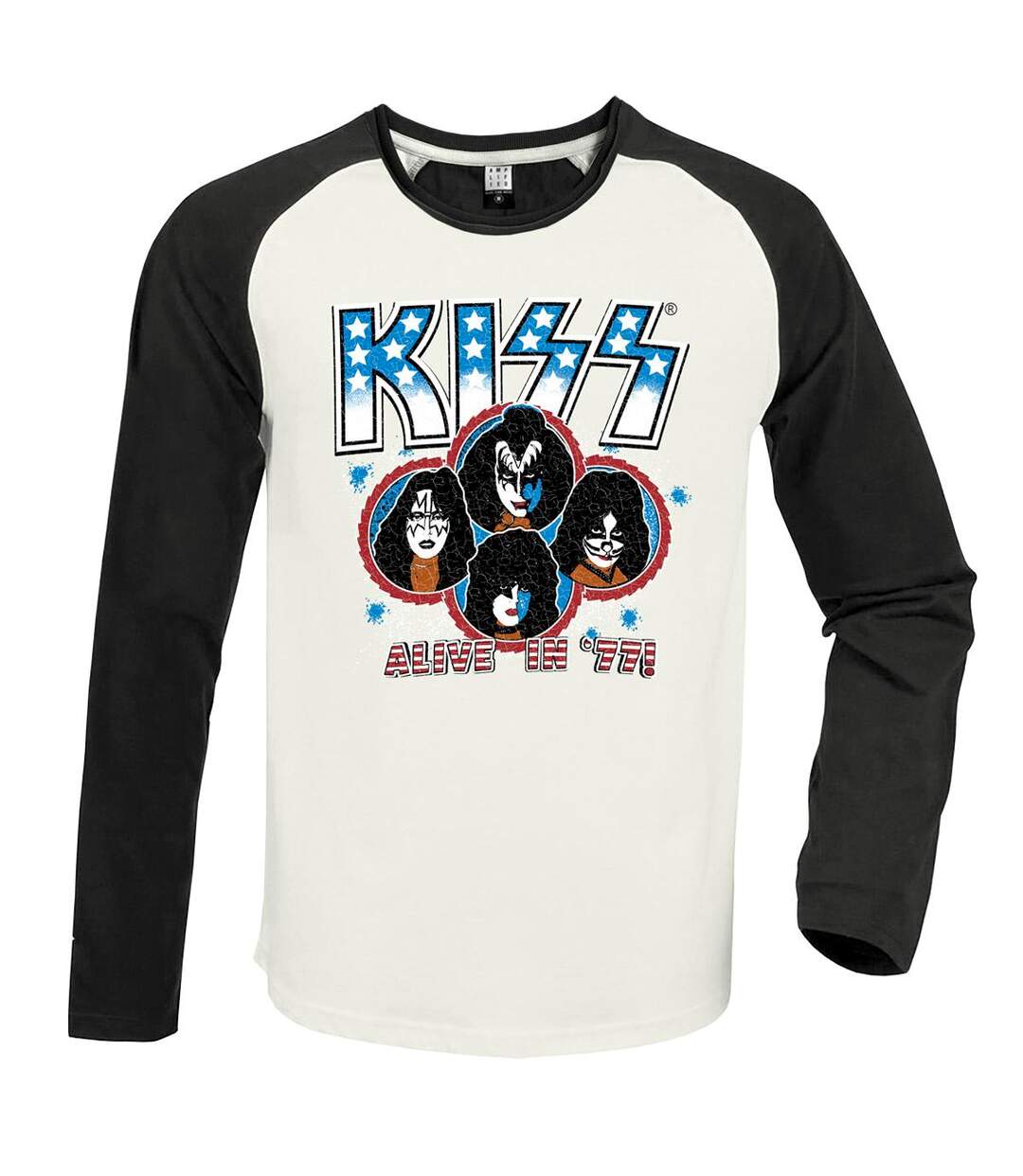 T-shirt alive in ´77 adulte blanc / charbon Kiss