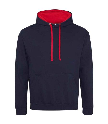 Sweat à capuche varsity femme bleu marine / rouge feu Awdis