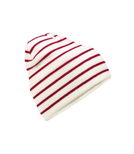 Bonnet original adulte blanc doux / rouge classique Beechfield