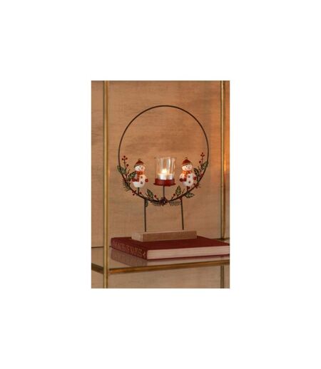 Photophore Cercle Bonhommes de Neige 28cm Multicolore