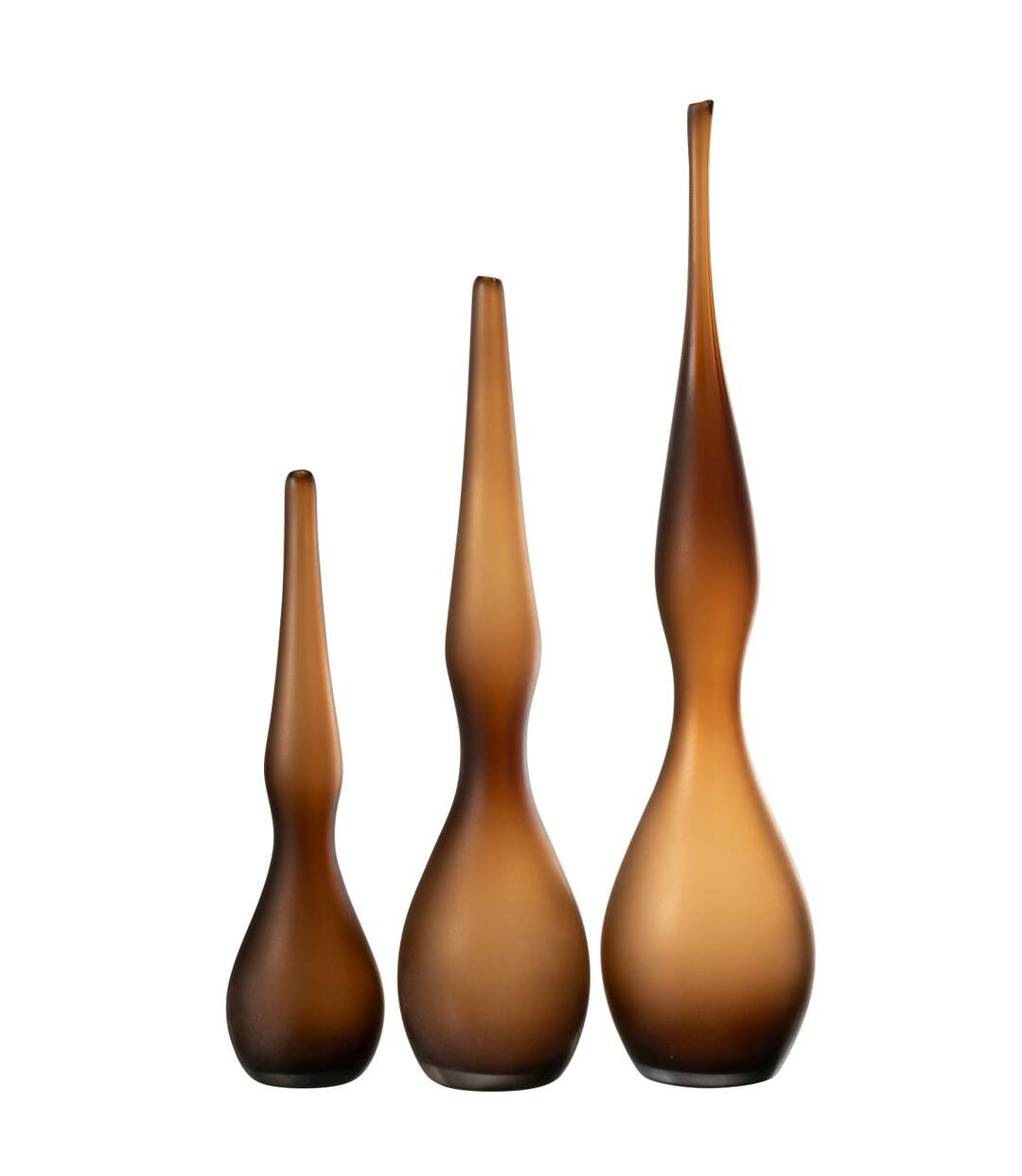 Lot de 3 Vases en Verre Yoko 64cm Marron-2
