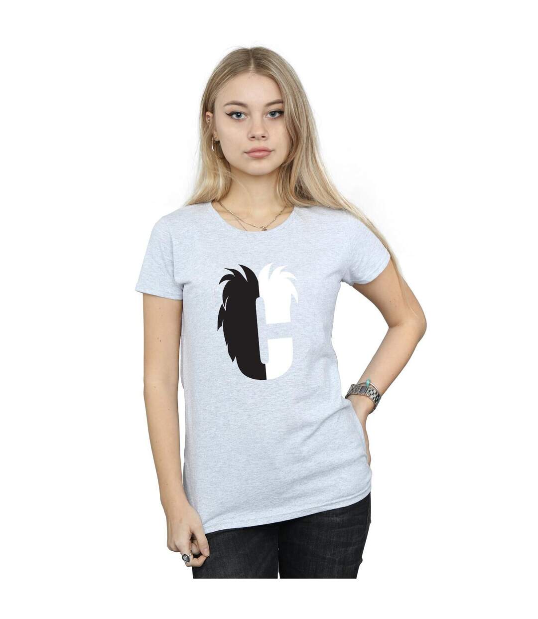 Disney - T-shirt ALPHABET C IS FOR CRUELLA DE VIL - Femme (Gris chiné) - UTBI14978-2
