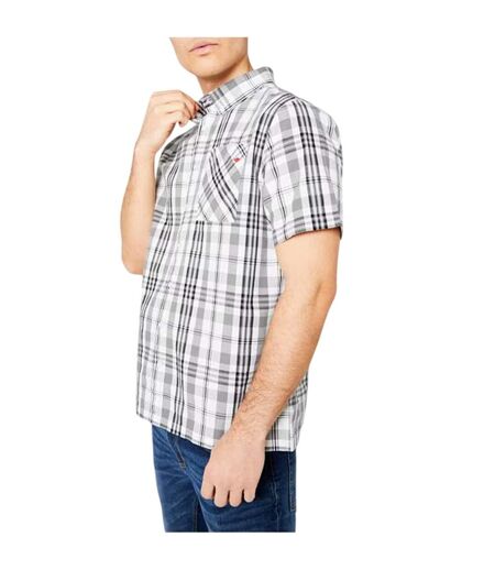 Mens Checked Cotton Shirt White Lee Cooper