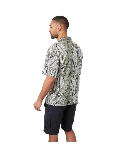 Mens Leaf Print Relaxed Fit Shirt Black Threadbare