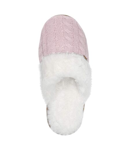 Ladies Cable Knit Faux Fur Thermal Winter Slippers