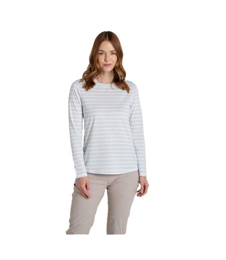 T-shirt Manches Longues Motif/style Rayé Akona Femme Bleu Pâle Craghoppers