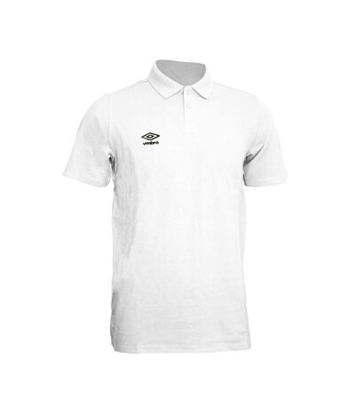 Mens Essential Polo Shirt White Black Umbro