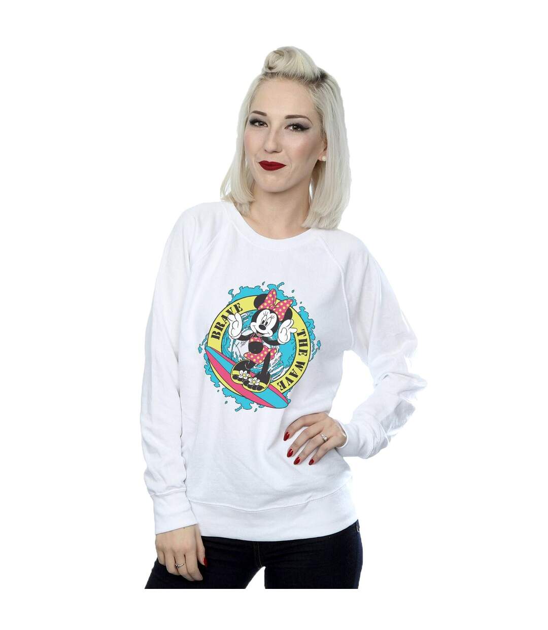 Disney Sweat Womens/Ladies Minnie Mouse Brave The Wave (Blanc) - UTBI27497-2