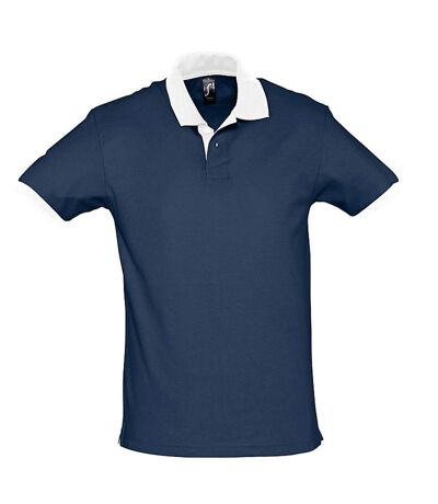 Polo homme bicolore - 11369 - bleu marine