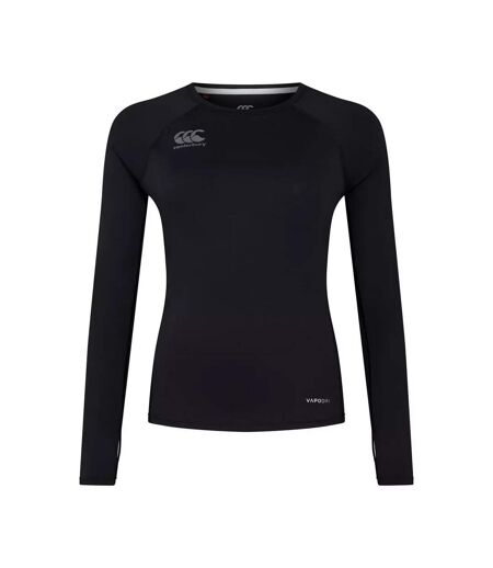 Womens/ladies Super Light Long-sleeved T-shirt Black Gunmetal Grey Canterbury