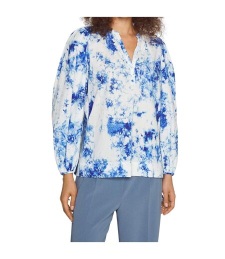 Blouse Manches Bouffantes Motif/style Tie-dye Femme Blanc Bleu Boss