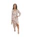 Womens/ladies Snakeskin Collared Wrap Dress Cream AX Paris-2