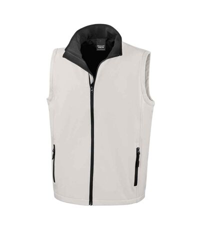 Mens Core Printable Soft Shell Bodywarmer White Black Result