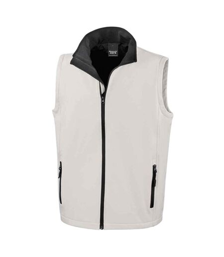 Mens Core Printable Soft Shell Bodywarmer White Black Result