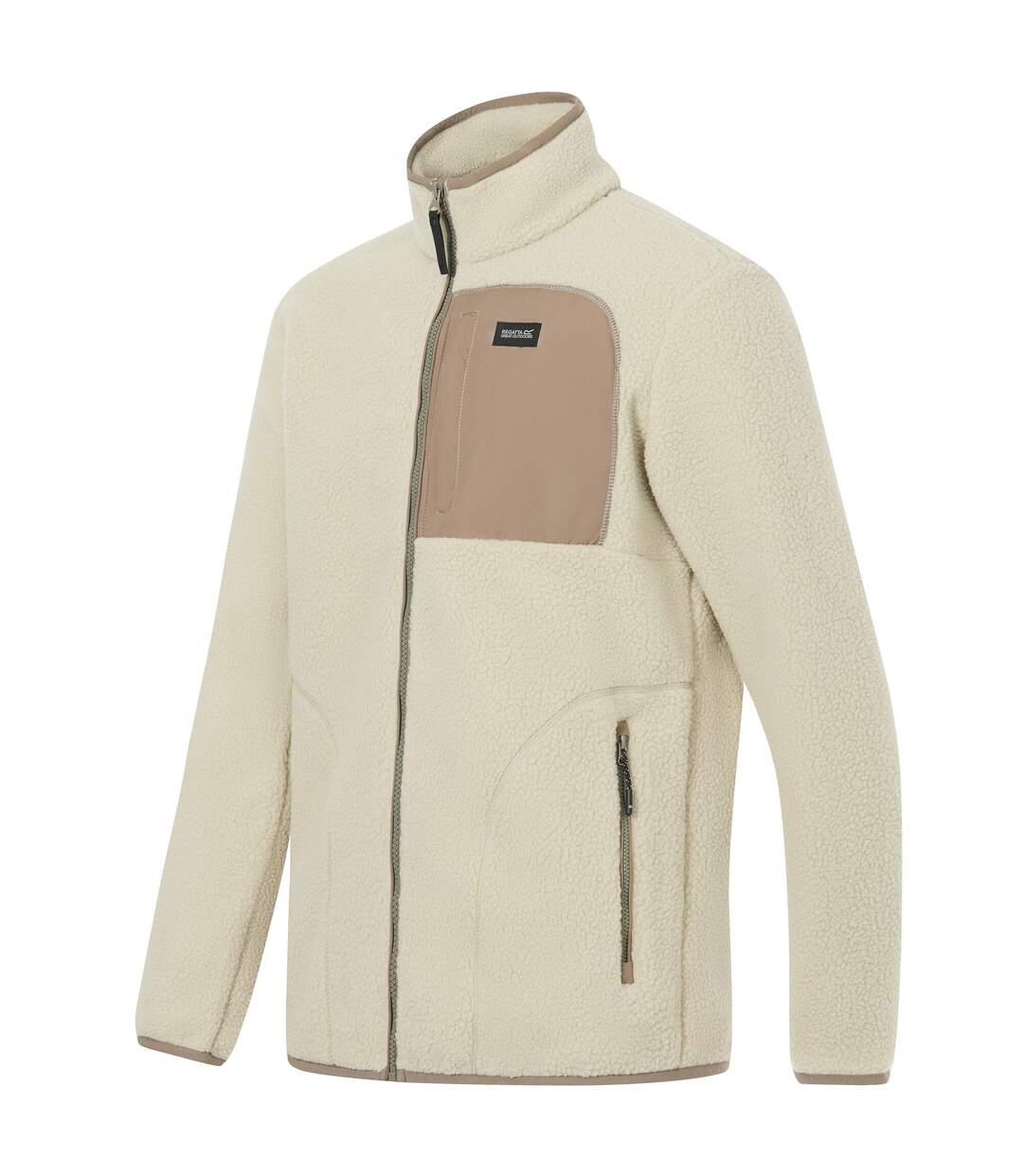 Veste Polaire Col Montant Motif/style Détail Contrasté Frankie Homme Blanc Cassé Gris Kaki Regatta-4
