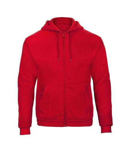 B&C Adults Unisex ID.205 50/50 Full Zip Hooded Sweatshirt (Red) - UTBC3649