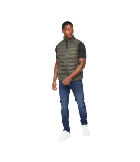 Mens Gattering Quilted Gilet Olive Camo Crosshatch