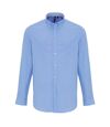 Premier Mens Cotton Rich Oxford Stripe Shirt (Light Blue) - UTRW6594