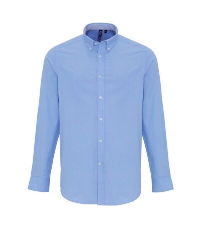 Premier Chemise à rayures en coton riche Oxford pour hommes (Bleu clair) - UTRW6594